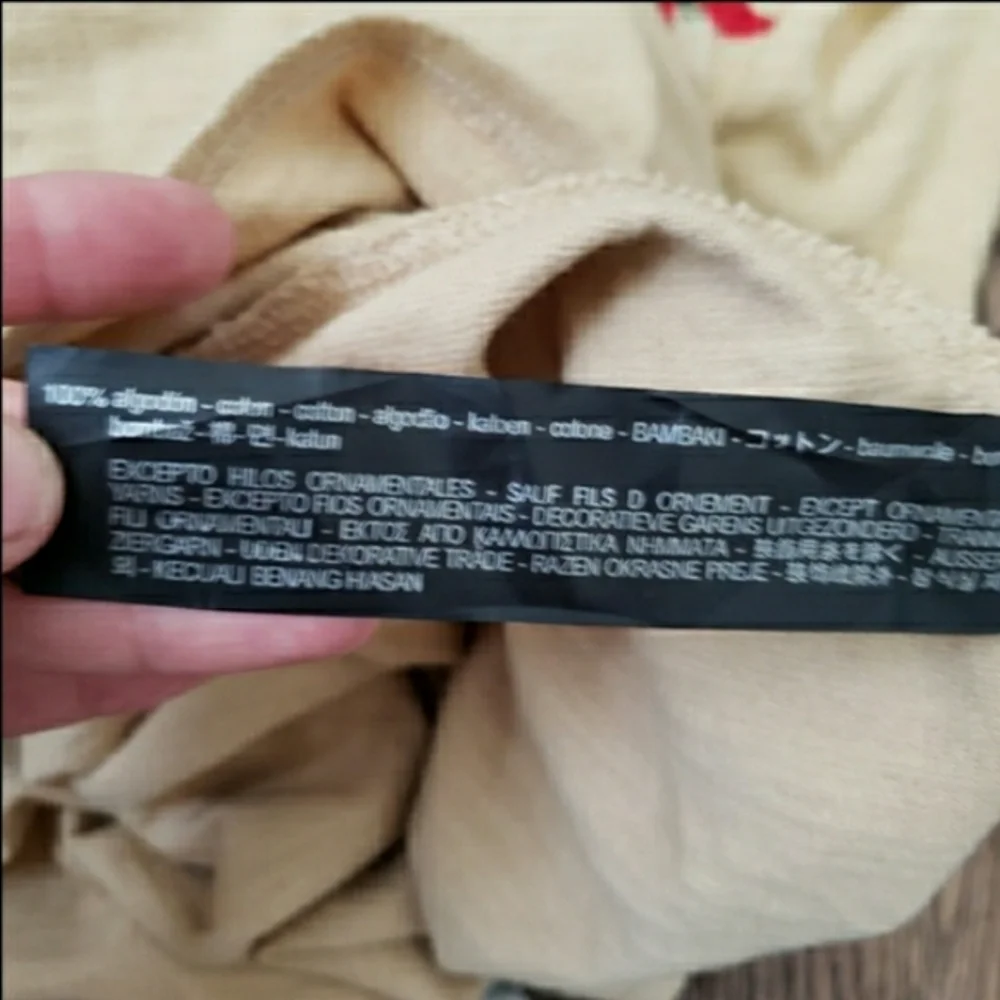 Zara Knit medium tan embroidered floral cotton faux wrap mini dress - Picture 7 of 12